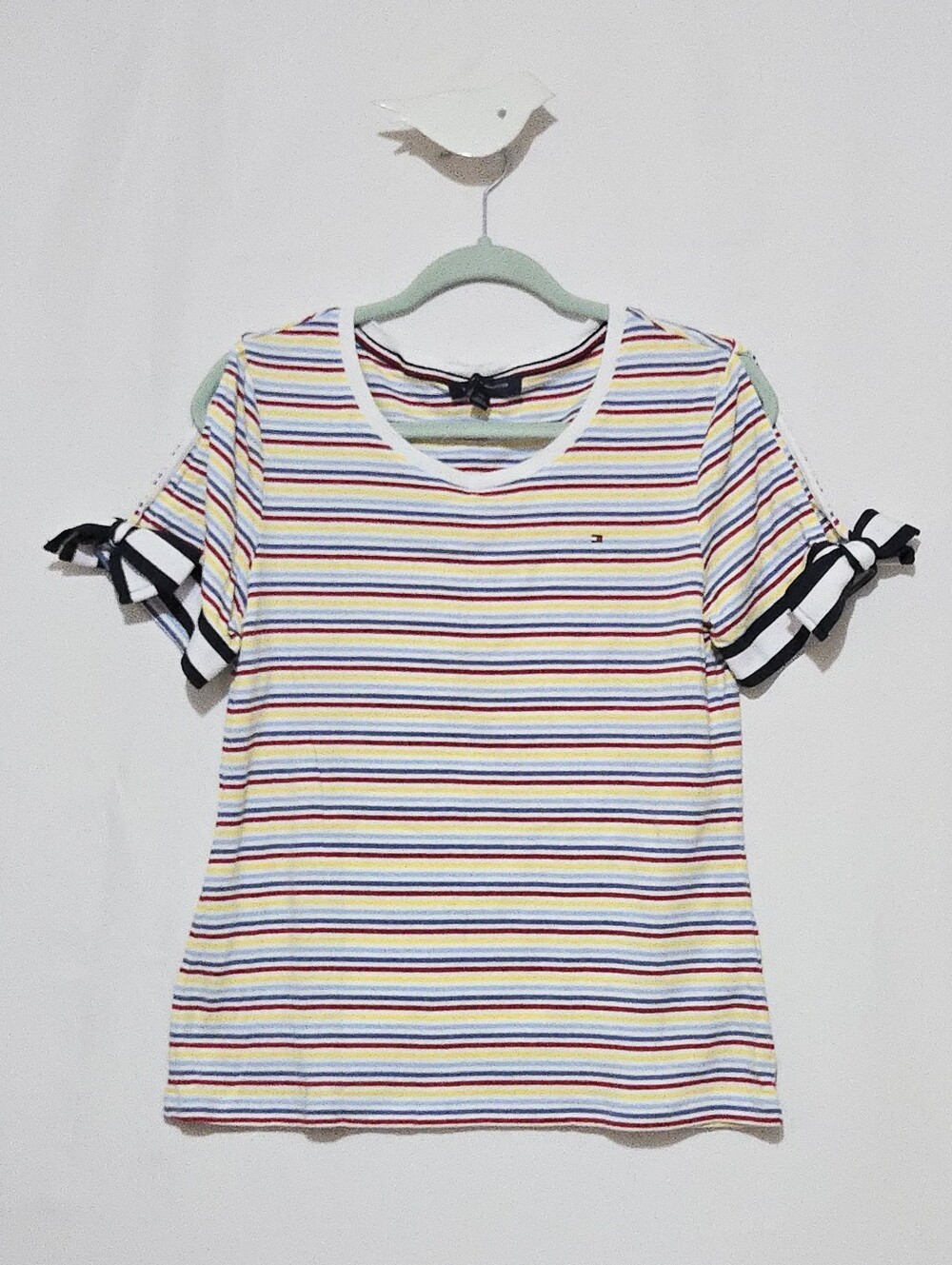 Tommy Hilfiger Cold-Shoulder Striped Top - Playful & Preppy - Americana - Size L